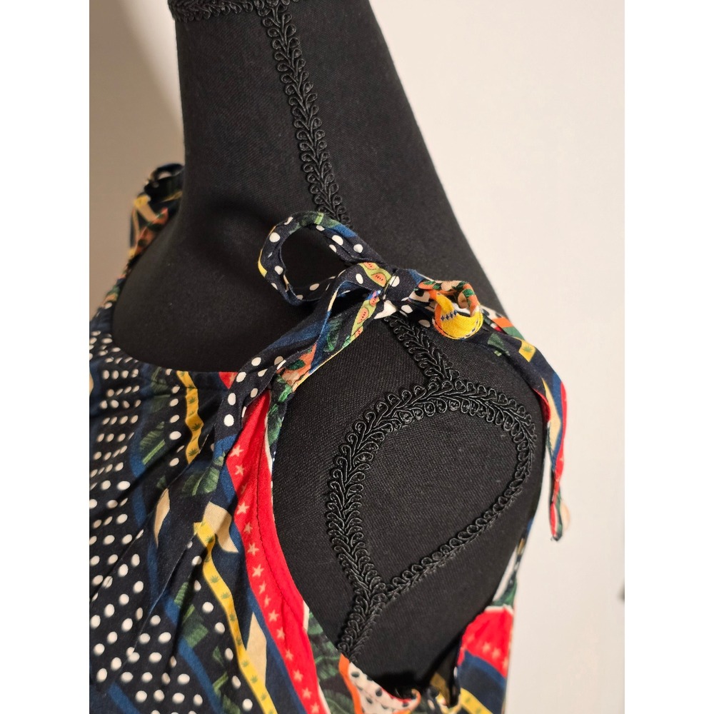 SOLD x Anthropologie Carmen Peplum Parrot Print Tie-Shoulder Blouse Top XL - Picture 6 of 15
